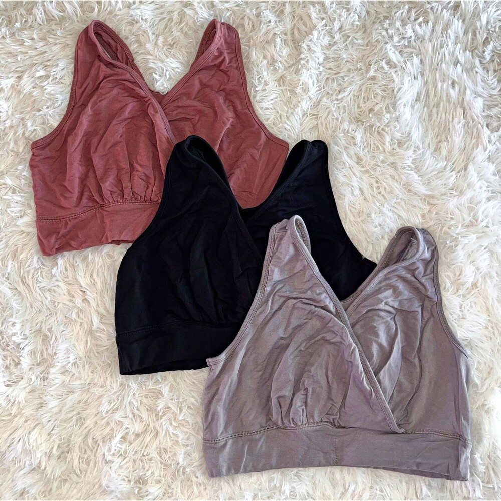 Kindred Bravely Davy Piper Nursing Bra Lot of 3 - Pink Black Gray